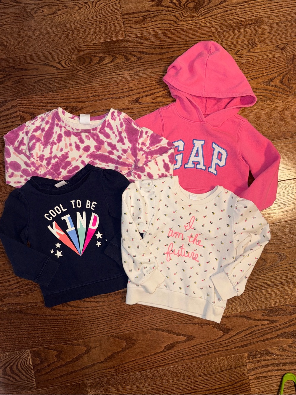 Size 5 girls bundle of 4 Baby Gap sweatshirts.